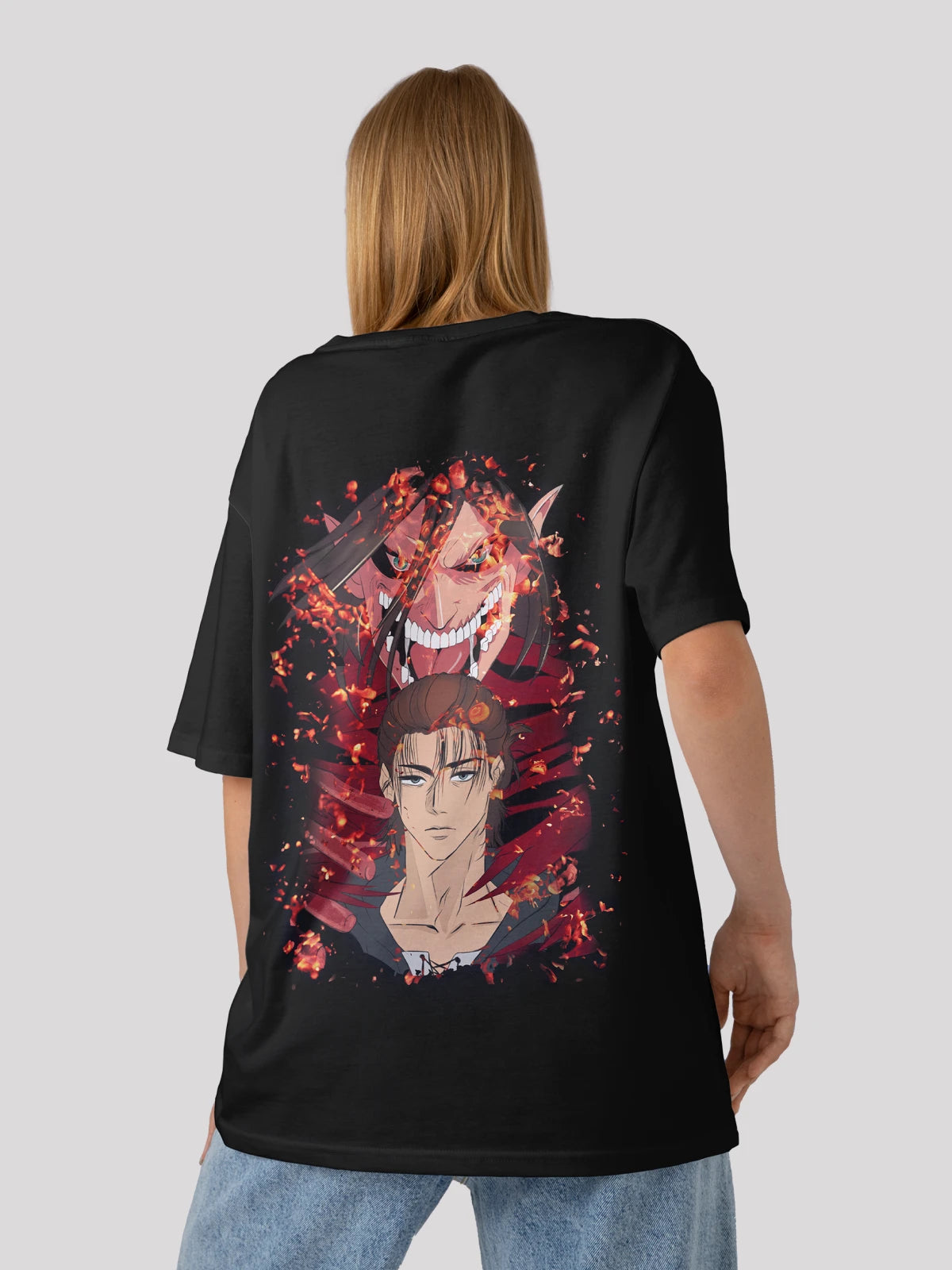 Eren's Titan Tee Anime Unisex Oversized  T-shirt-black