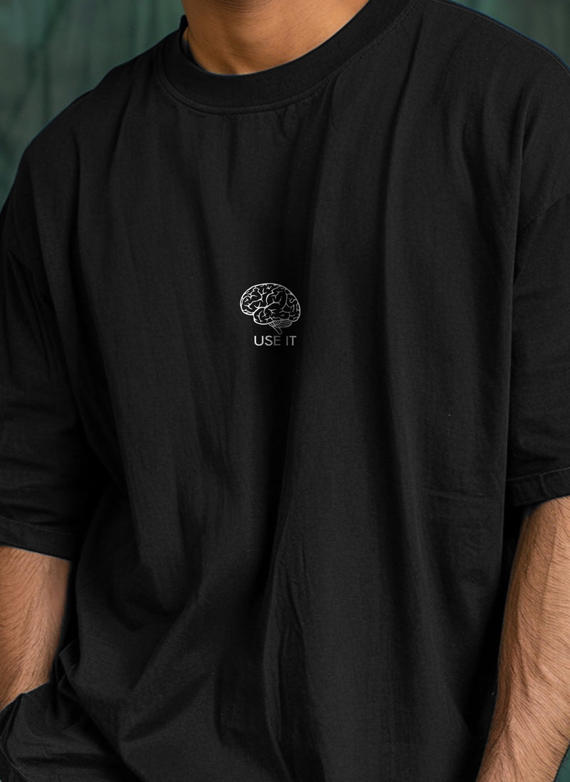 Unisex minimal print black oversized t-shirt
