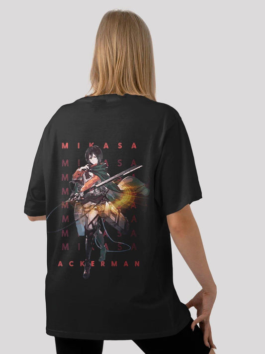 Mikasa Anime unisex Oversize T-Shirt- Black