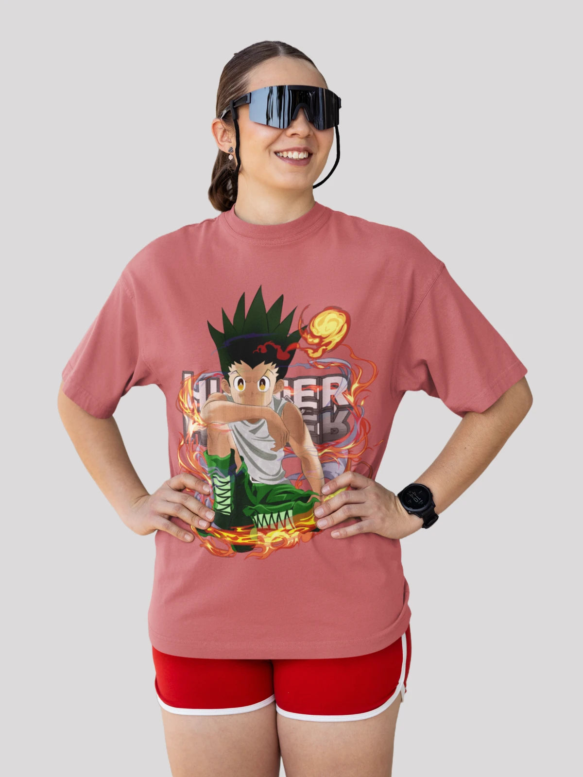 Gone crazy for GON Anime Unisex Oversized  T-shirt-Dusty Rose