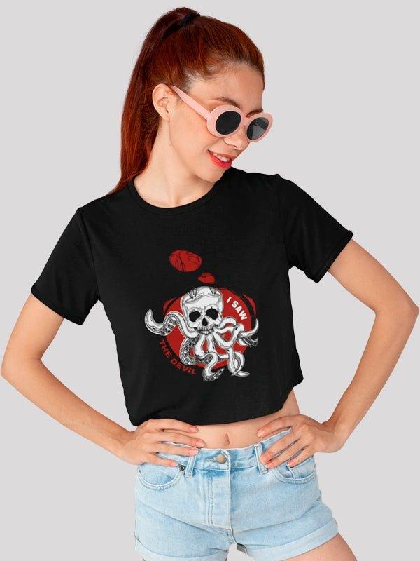 Hydra Black Crop Top For Women