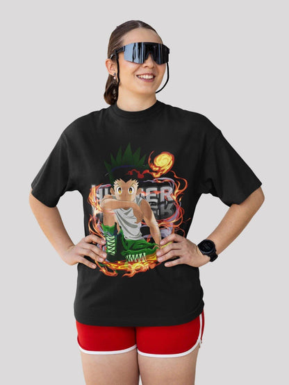 Gone crazy for GON Anime Unisex Oversized  T-shirt-Black