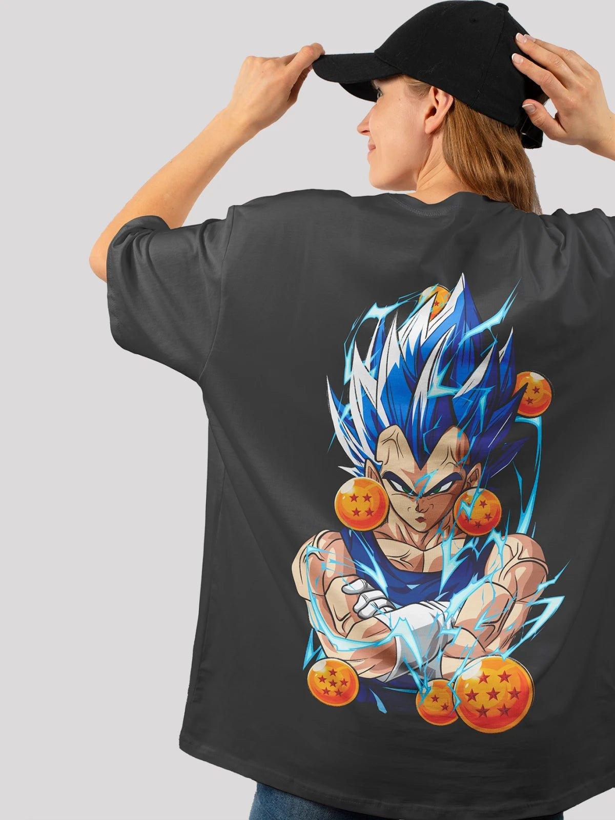 Vegeta Power Anime Unisex Oversized  T-shirt-Black