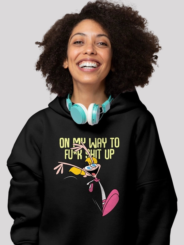 On my way Black Hoodie For Women