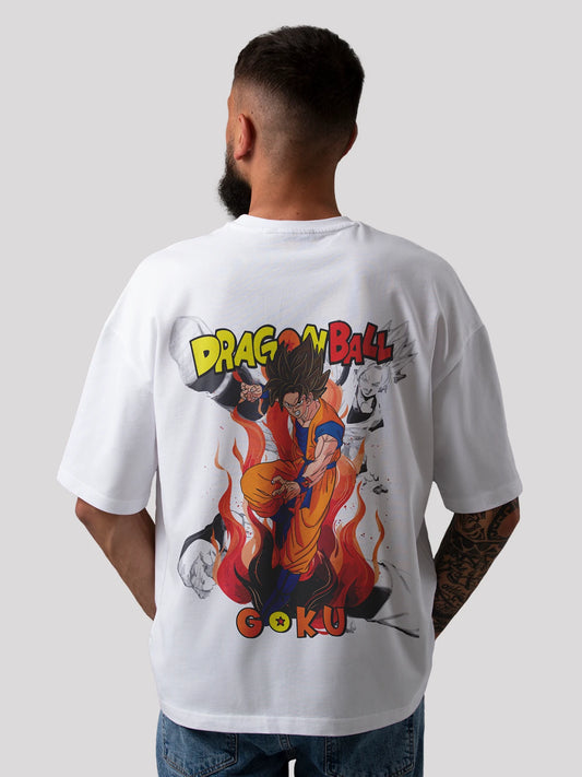 Goku Anime Unisex Oversided T-shirt-White