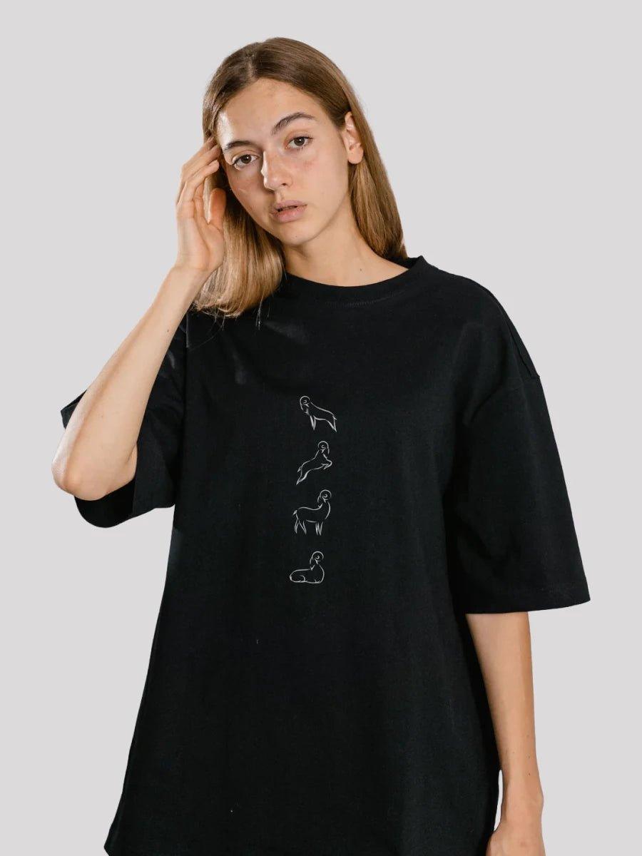 Aries Zodiac Unisex Oversize T-Shirt-Black