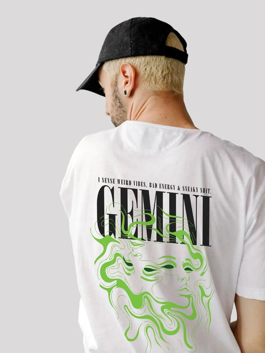 Gemini Zodiac Unisex Oversize T-Shirt-white