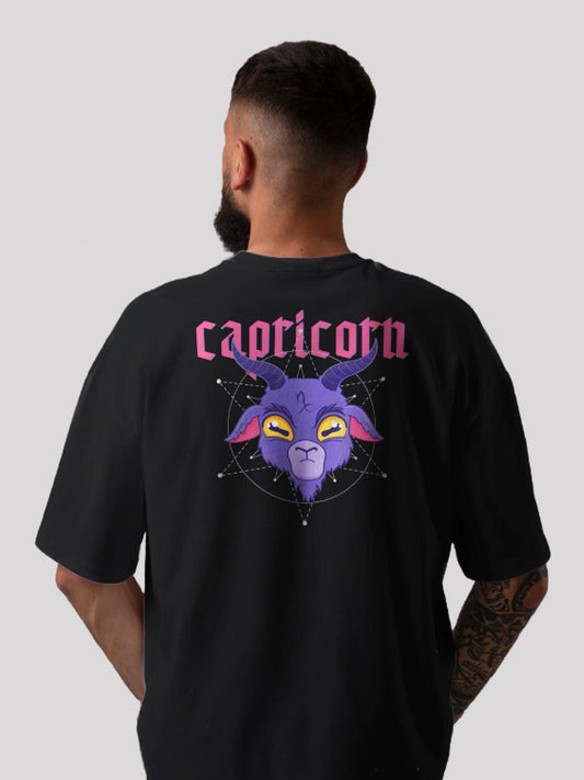 Capricorn Zodiac Unisex Oversize T-Shirt-Black