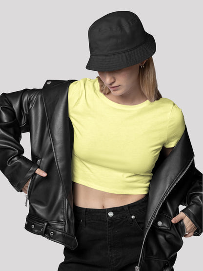 Butter Yellow Plain Crop Top for Women