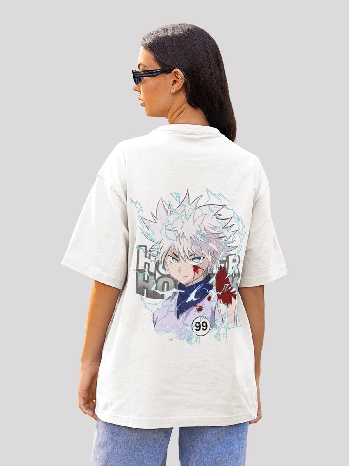 Crazy Killuas Anime Unisex Oversized  T-shirt-White