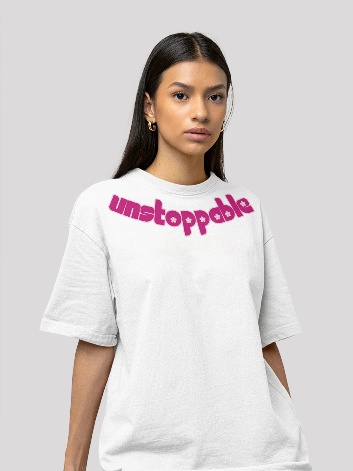 Unstoppable Typography Print Cotton Oversized T-shirt