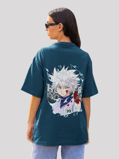 Crazy Killuas Anime Unisex Oversized  T-shirt-navy blue