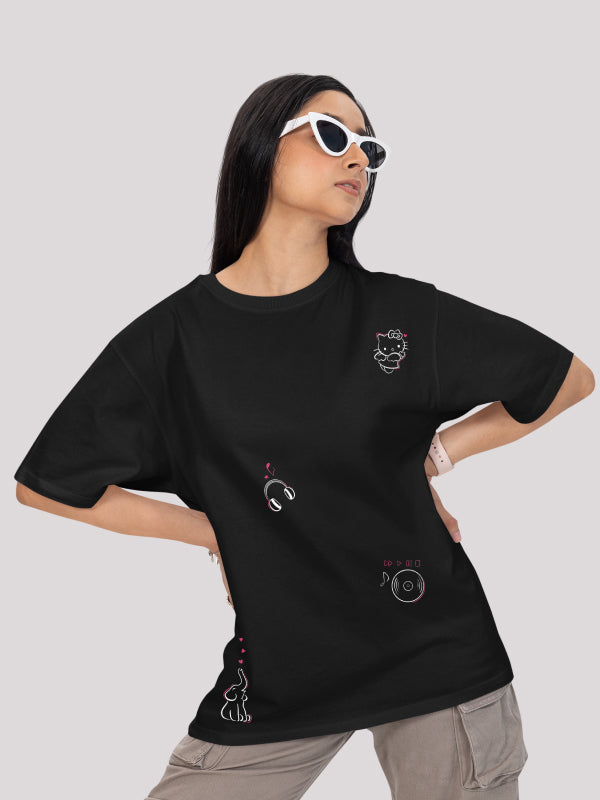 Levitating Doodle Art Cool Oversized Streetwear T-shirt