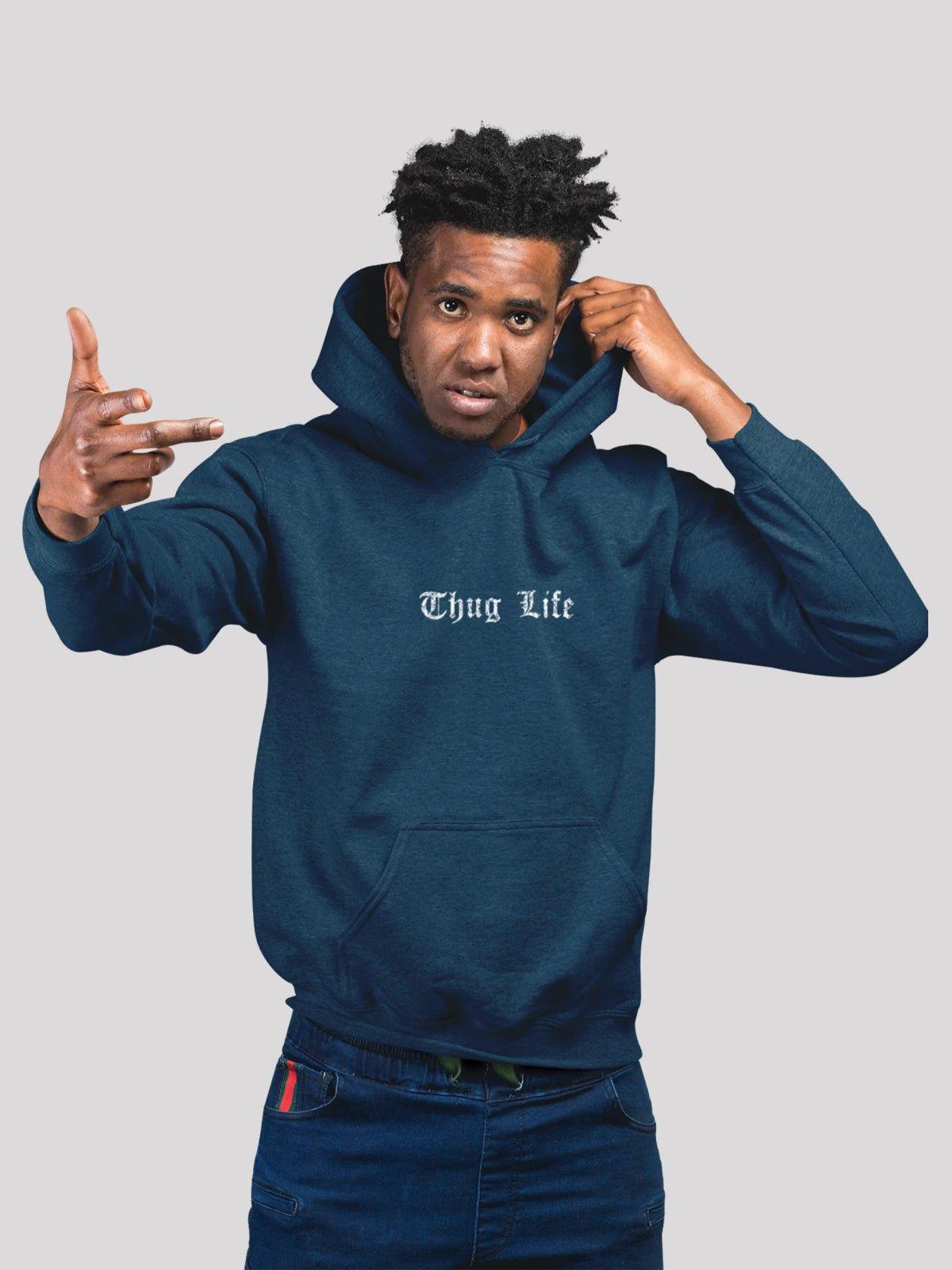 Thug Life Hoodie for Men-Navy Blue