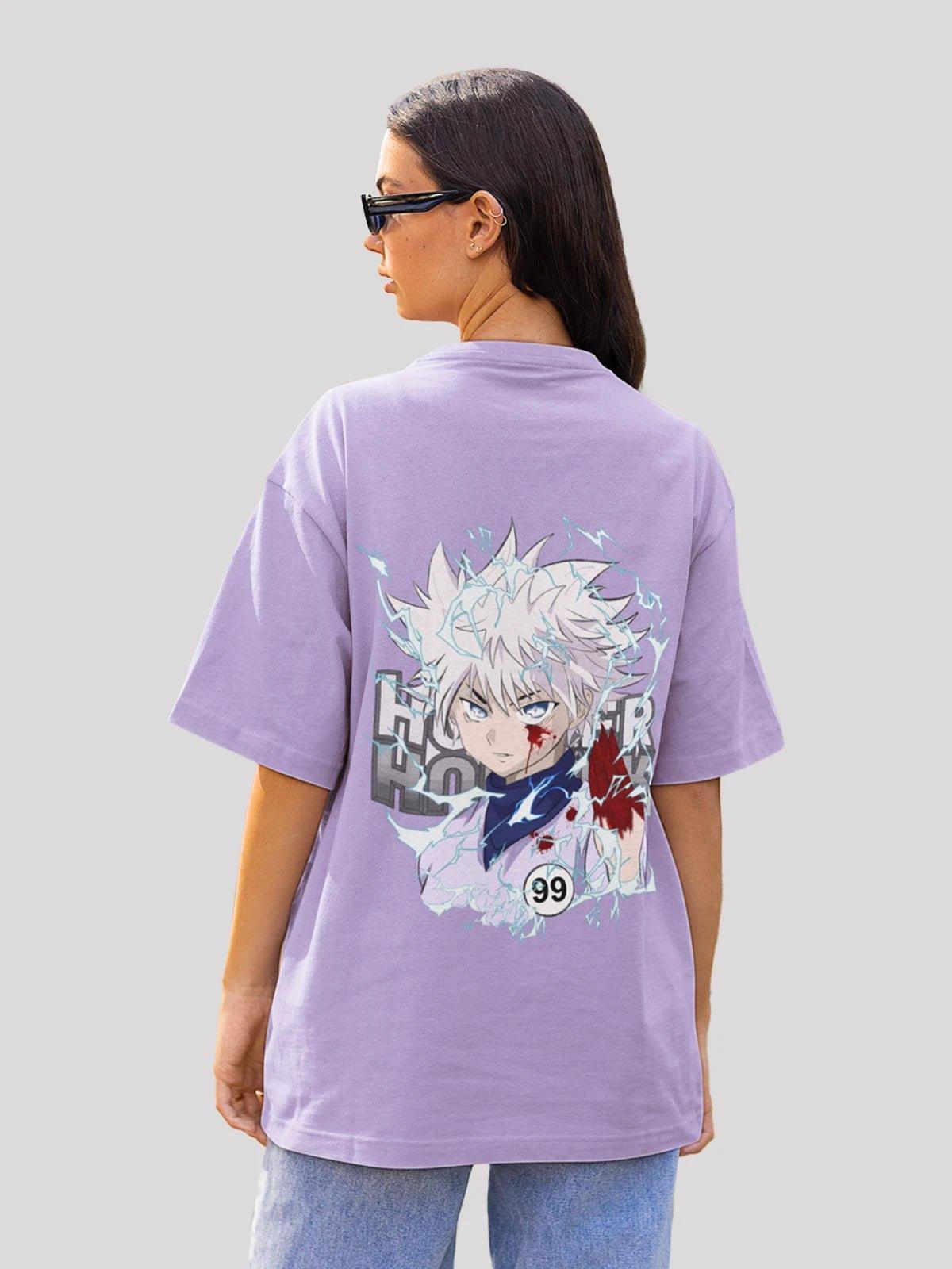 Crazy Killuas Anime Unisex Oversized  T-shirt-Iris lavender