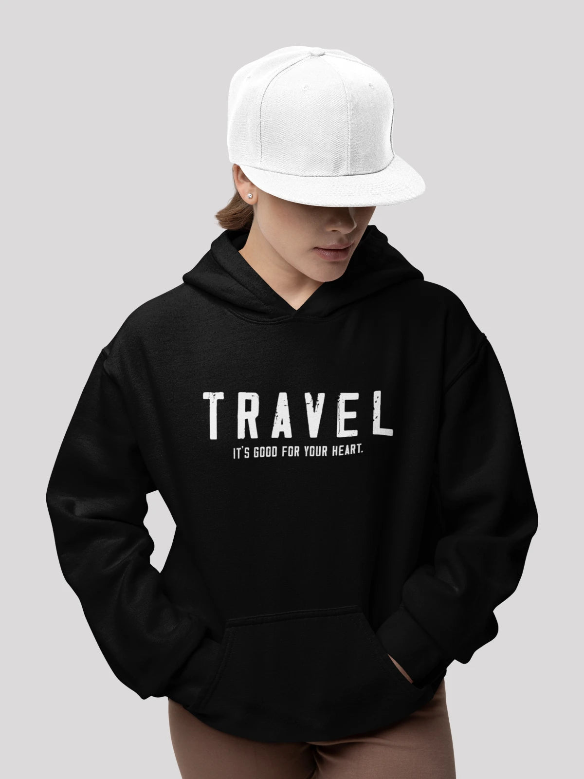 Travel Black  Hoodie For Women-Black