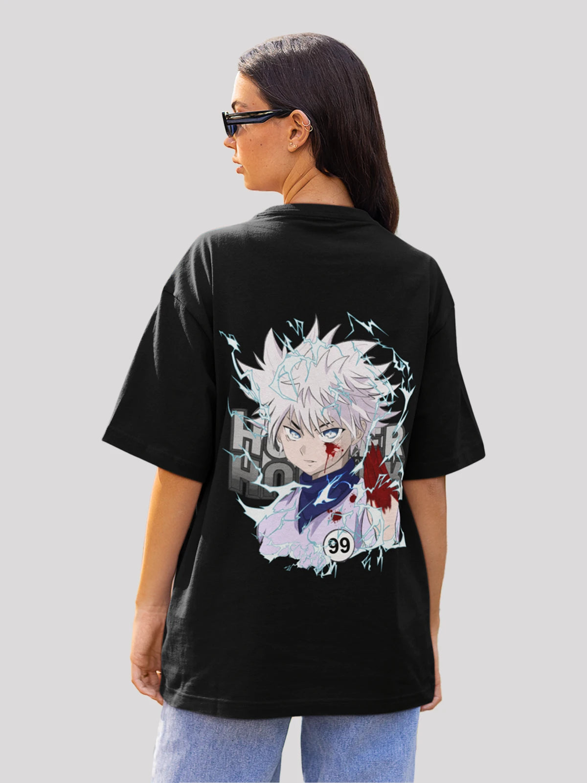 Crazy Killuas Anime Unisex Oversized  T-shirt-Black