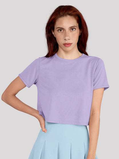 Iris Lavendar Plain Crop Top for Women