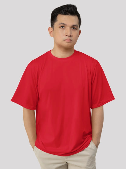 Red Solid Round Neck Oversized Cotton T-shirt