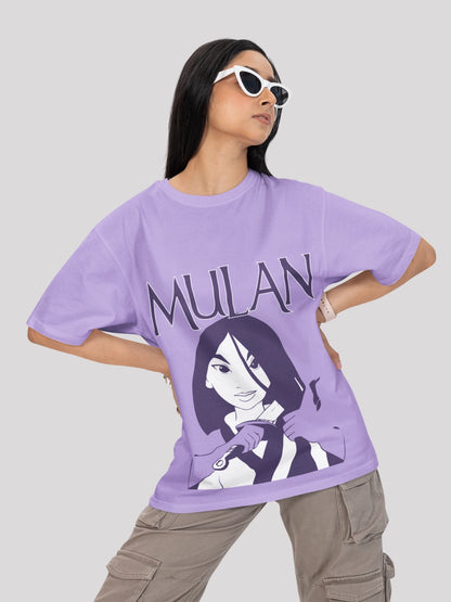 Brave Mulan Front Print Lavendar T-shirt