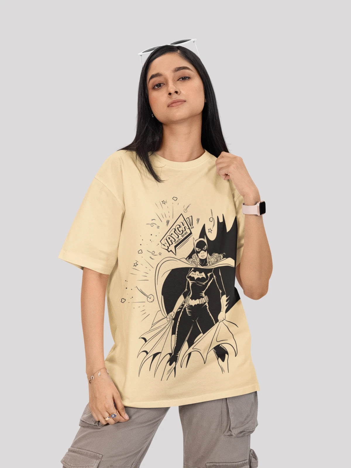 Bat Girl: Superhero-Themed Streetwear Oversized T-shirt