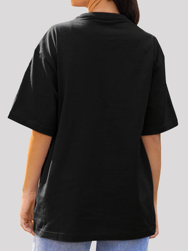 Another Point of View Black Baggy Minimal Print T-shirt