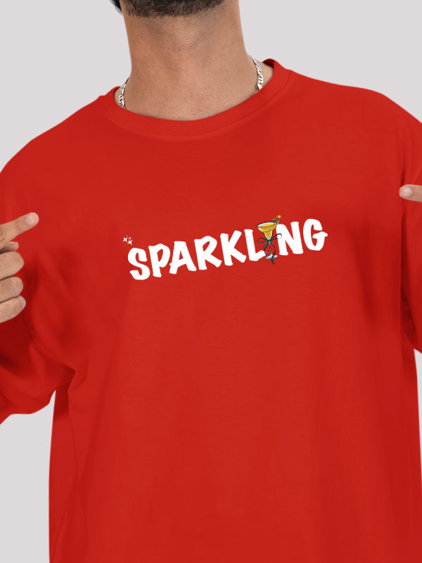 Sparkling Champagne Cute Back-Print Red Oversized T-shirt