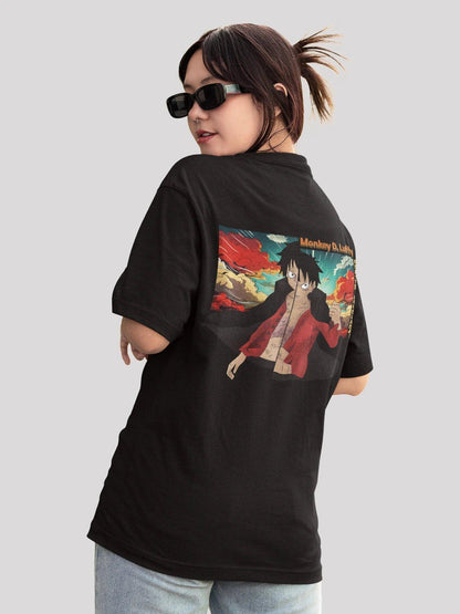 Luffy Anime Unisex Oversize T-Shirt-Black