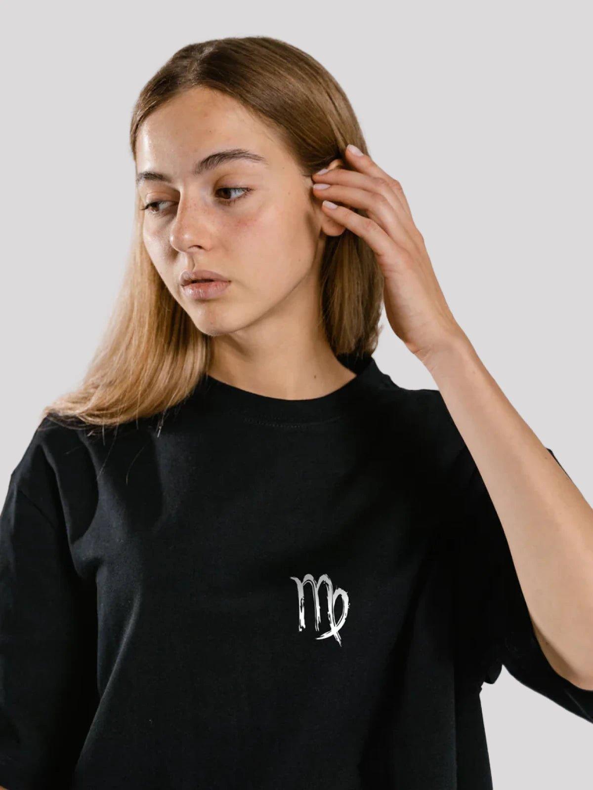 Virgo Zodiac Unisex Oversize T-Shirt-Black