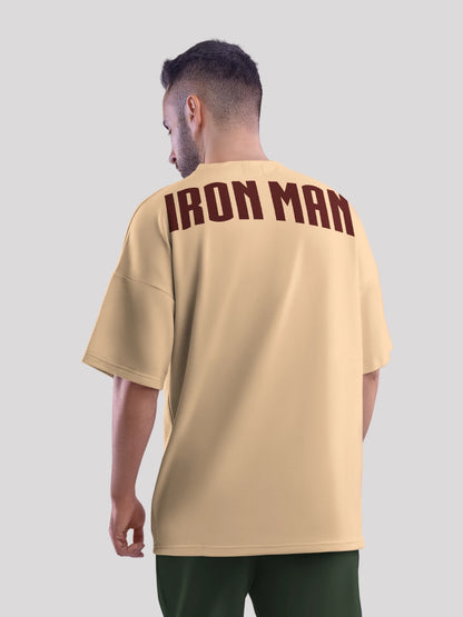 Invincible Ironman Beige Oversized Printed T- shirt