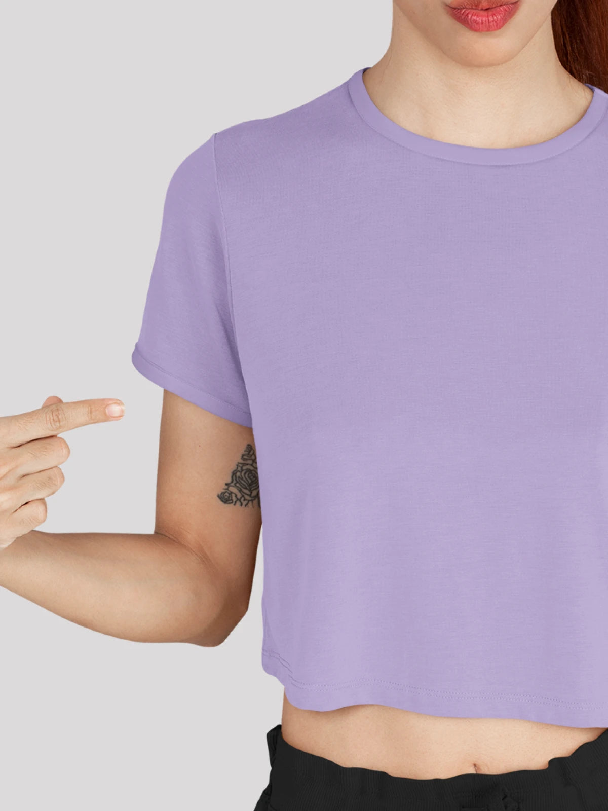 Iris Lavendar Plain Crop Top for Women