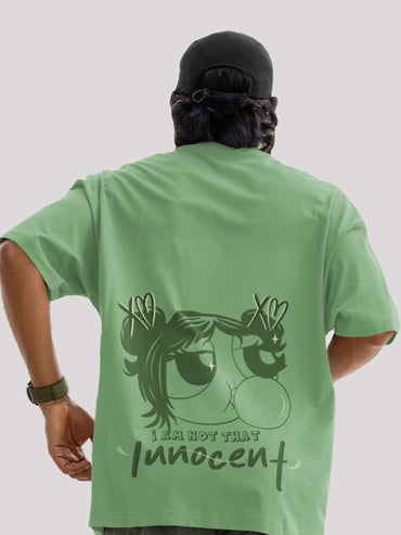 Cute Cartoon Print Green Oversized T-shirt