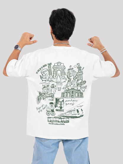 Delhi Se Hu: City-Themed White Back Print Oversized T-shirt