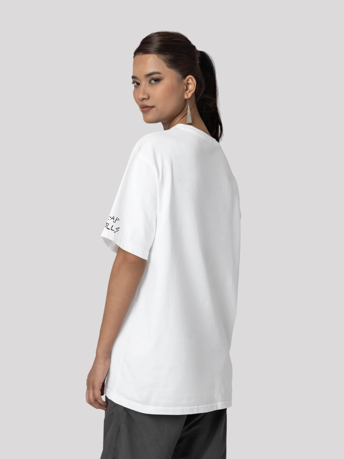 White Cheap Thrills Music-themed Oversized T-shirt