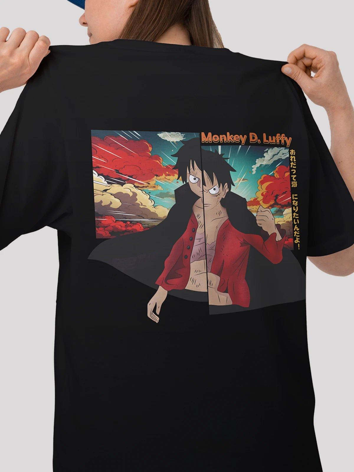 Luffy Anime Unisex Oversize T-Shirt-Black