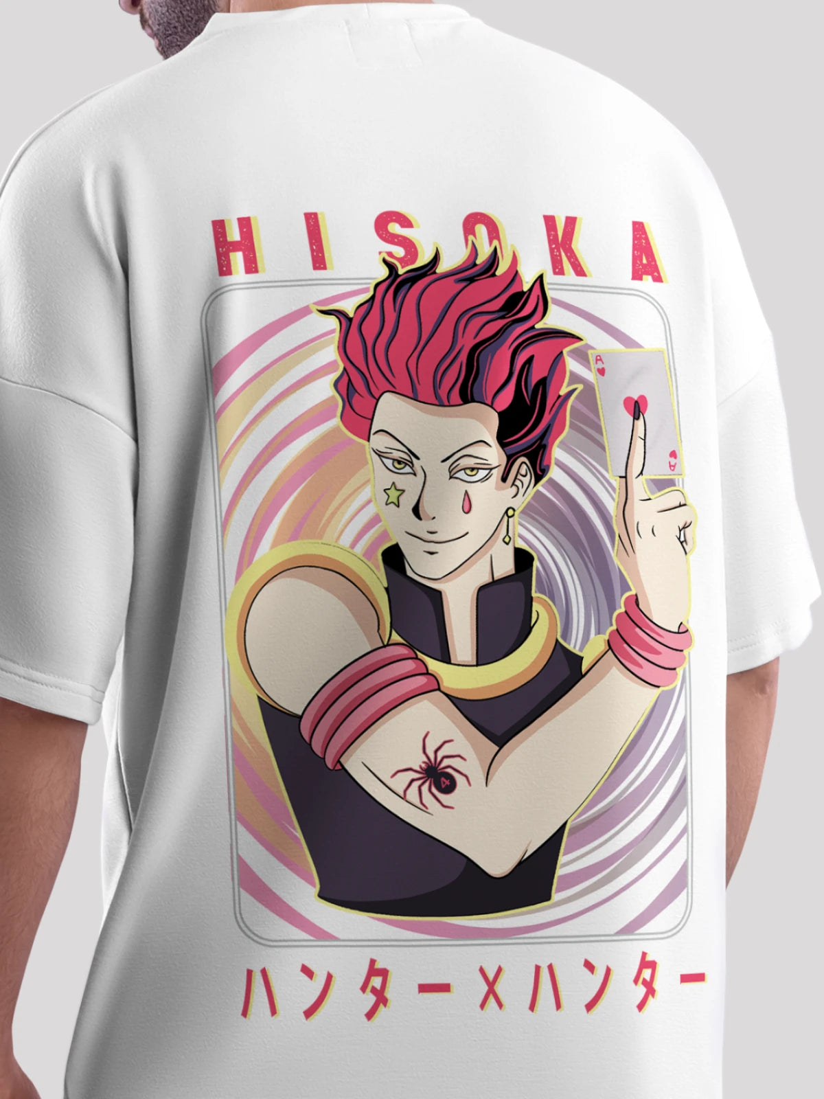 Hisoka Anime Unisex Oversized T-shirt-White