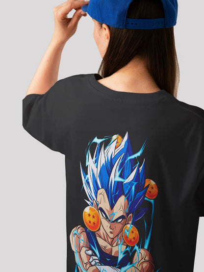 Vegeta Power Anime Unisex Oversized  T-shirt-Black