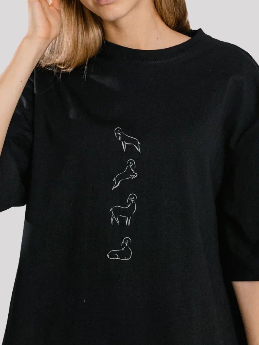 Aries Zodiac Unisex Oversize T-Shirt-Black