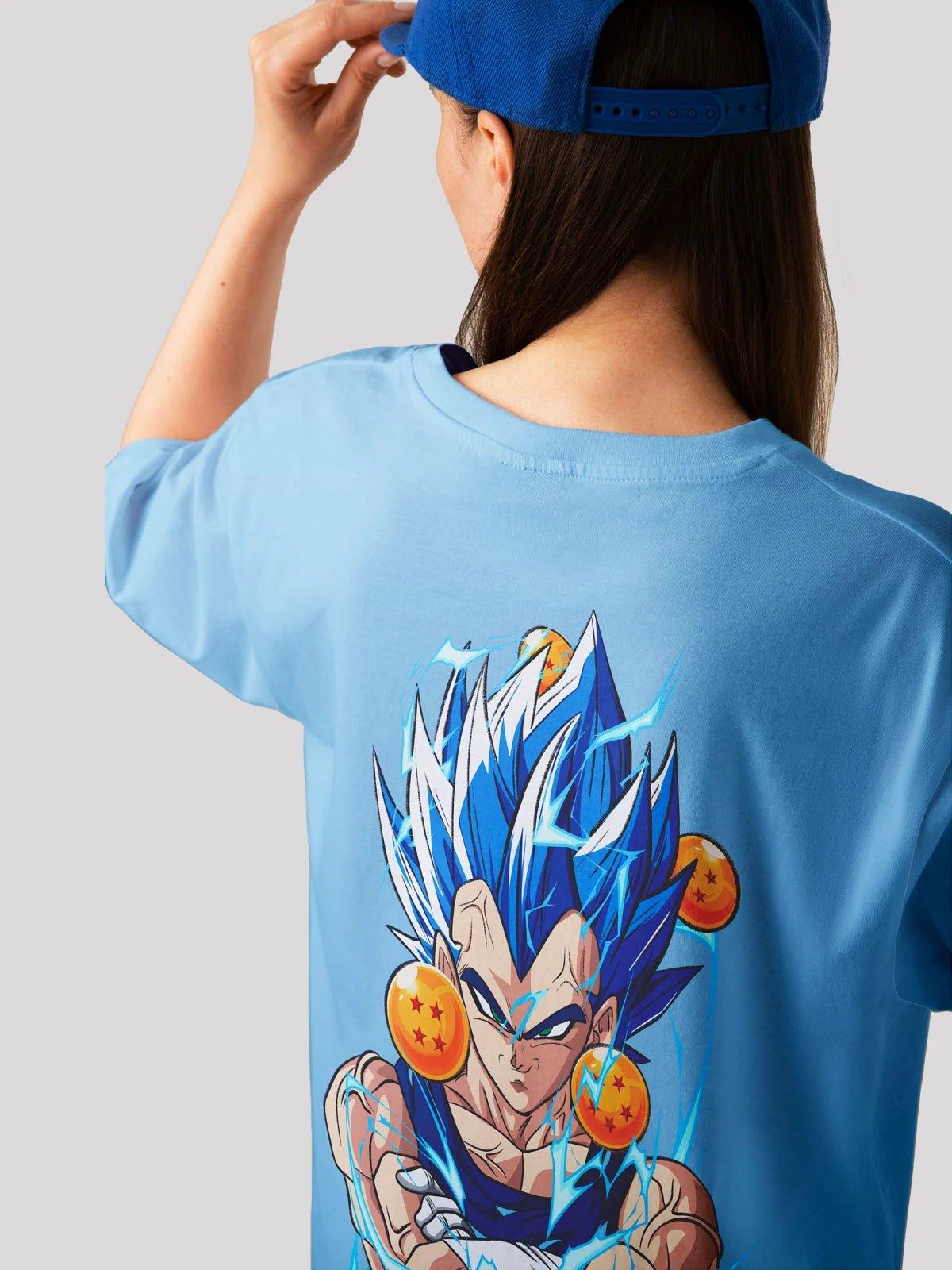 Vegeta Power Anime Unisex Oversized  T-shirt-baby blue