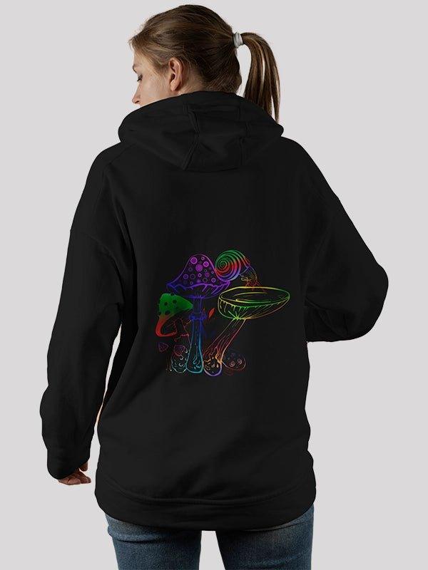 Mushroom Black Hoodie For Women