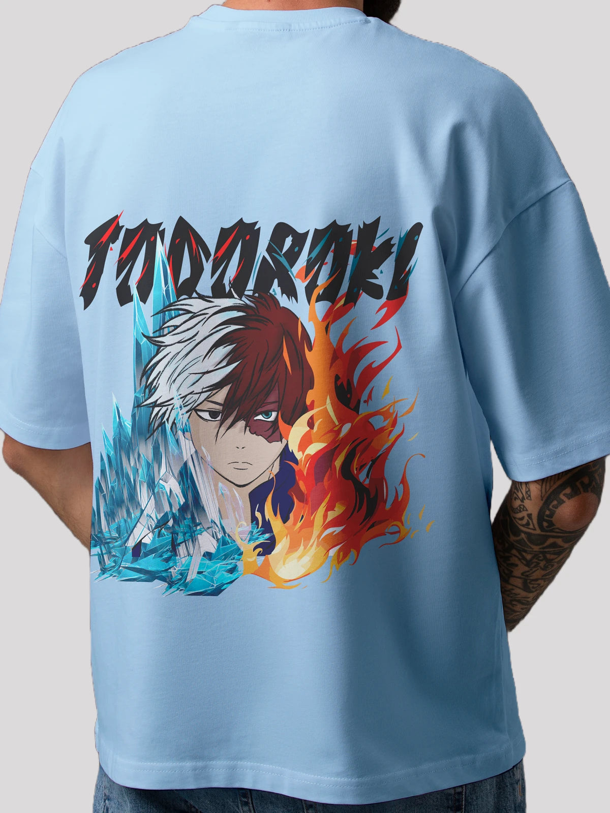 MHA  macha Anime Unisex Oversized  T-shirt-baby blue