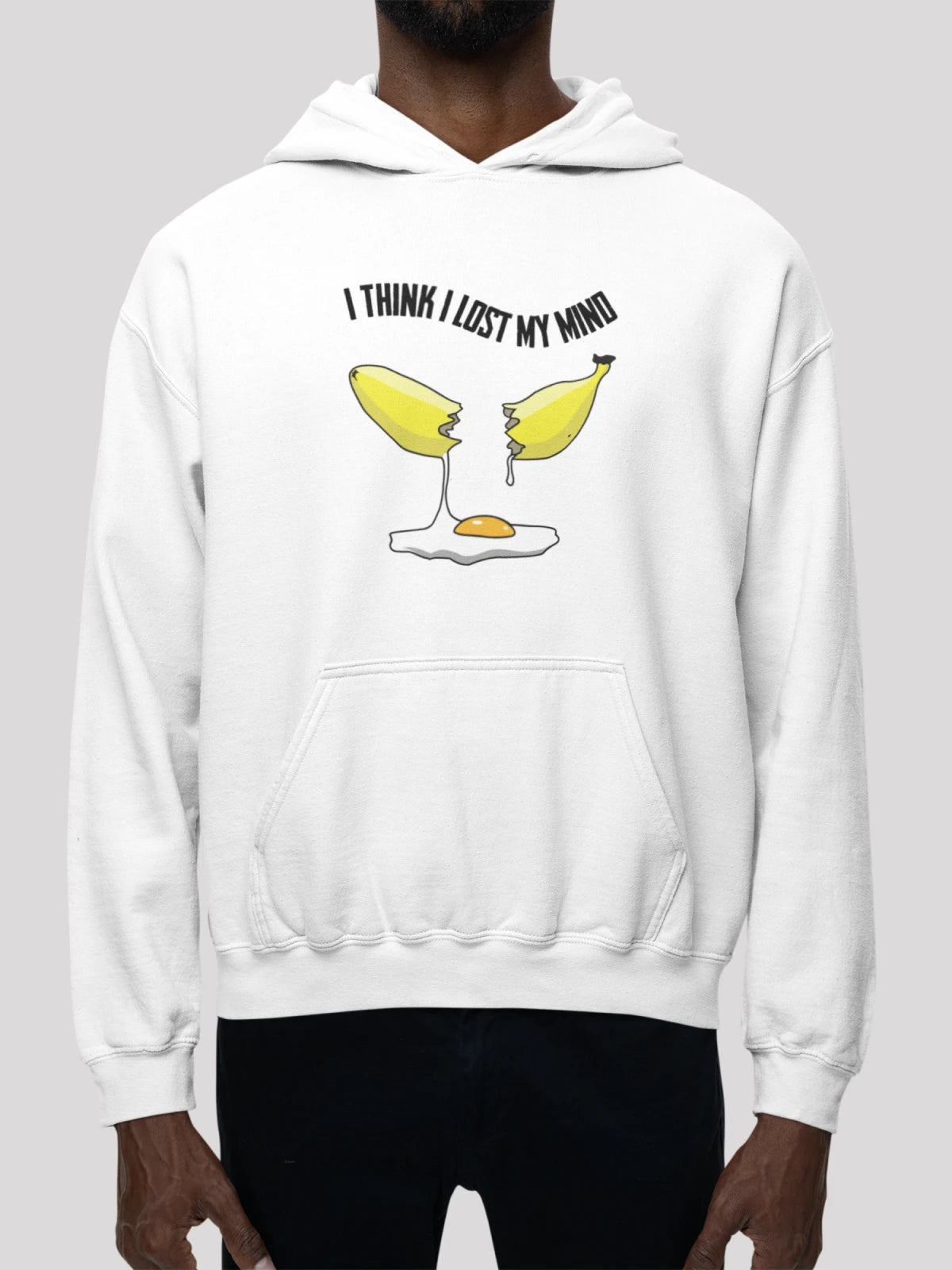 I think I lost my mind White Hoodie For Men-White