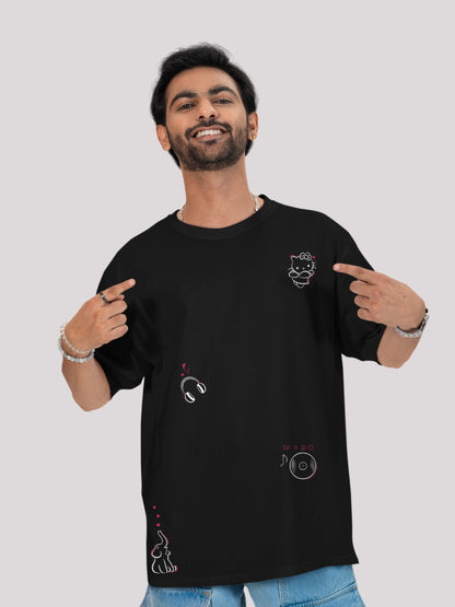 Levitating Doodle Art Cool Oversized Streetwear T-shirt