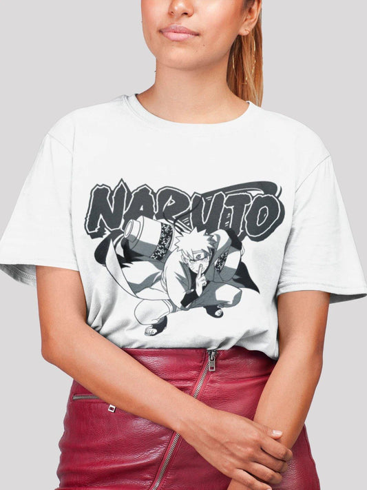 Naruto in black and white Anime unisex Oversized T-shirt