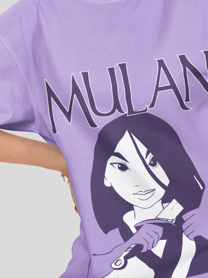 Brave Mulan Front Print Lavendar T-shirt