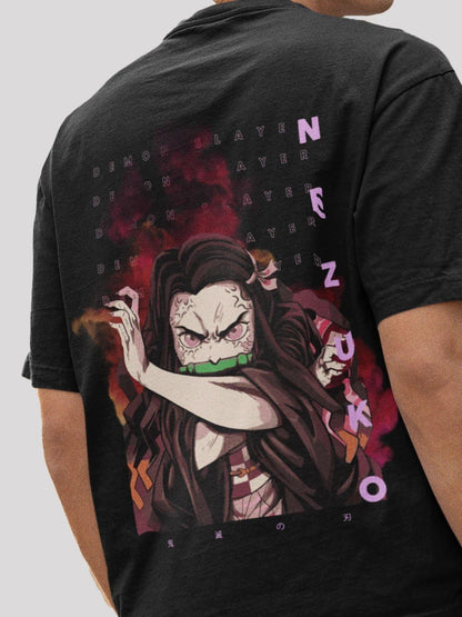 Nezuko Anime Unisex Oversize T-Shirt-Black