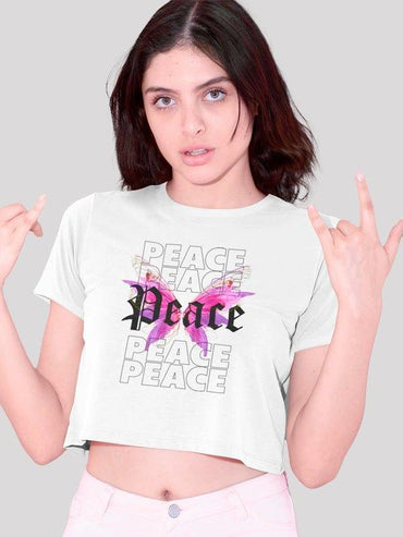 Peace White Crop Top For Women