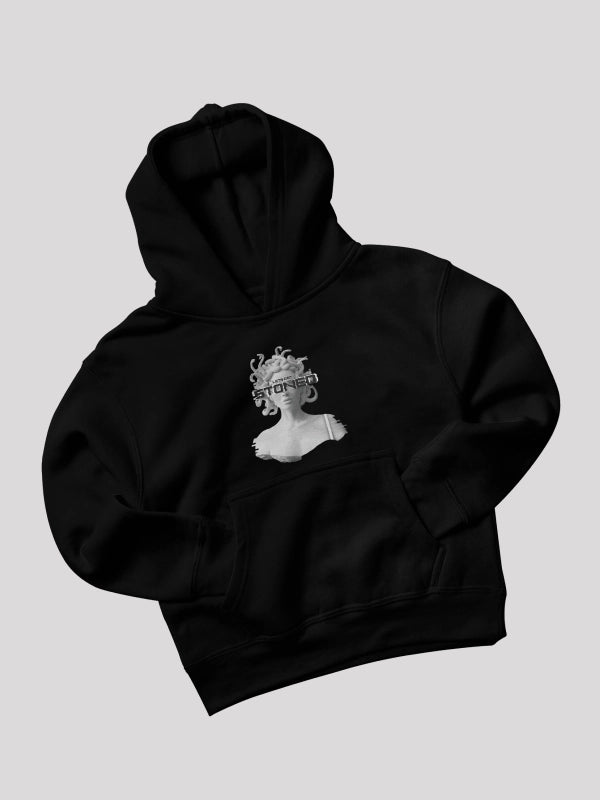 Edgy Medusa Black Oversized Heavyweight Cotton Hoodie