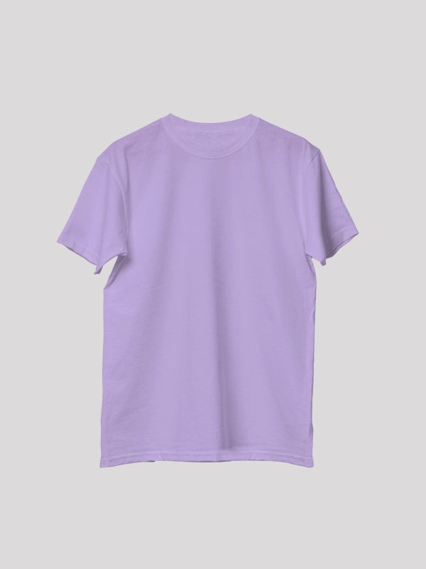 Lavender Solid Round Neck Regular Fit Cotton T-shirt