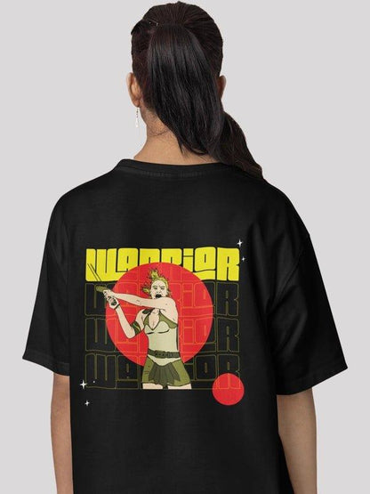 Warrior Black Oversized T-Shirt For Women